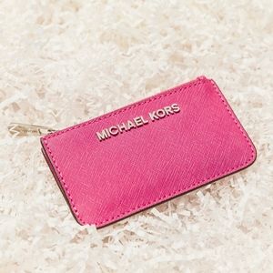 Michael Kors Hot Pink Leather Coin Keychain - NWOT